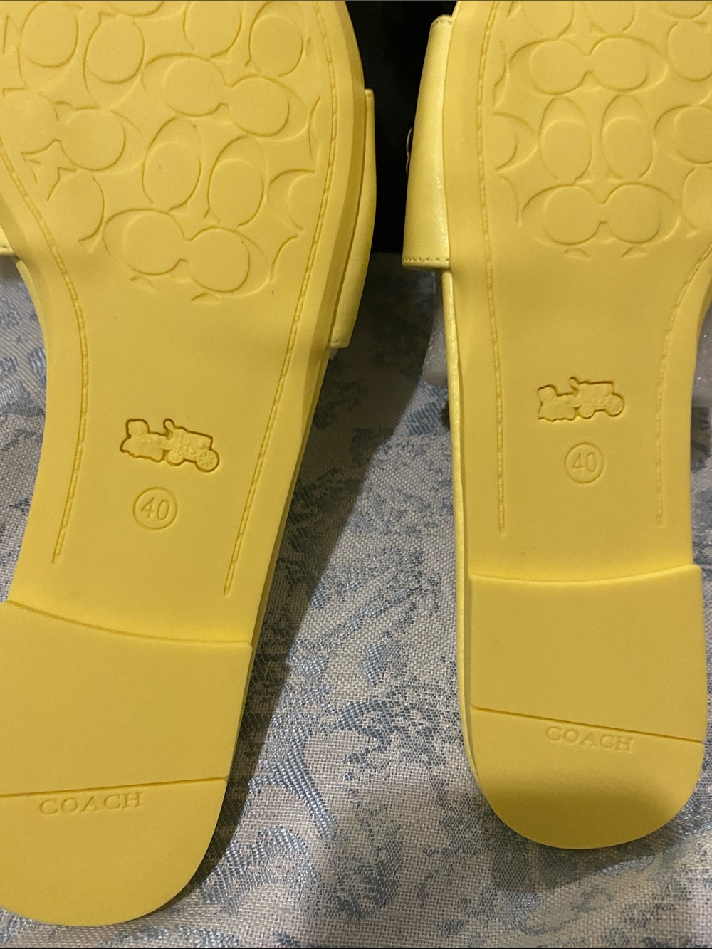 Coach Yellow Floral Appliqué Slide Sandals - Picture 5 of 5